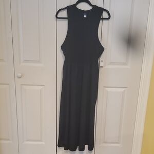 Old Navy Black Fit & Flare Combination Midi Dress